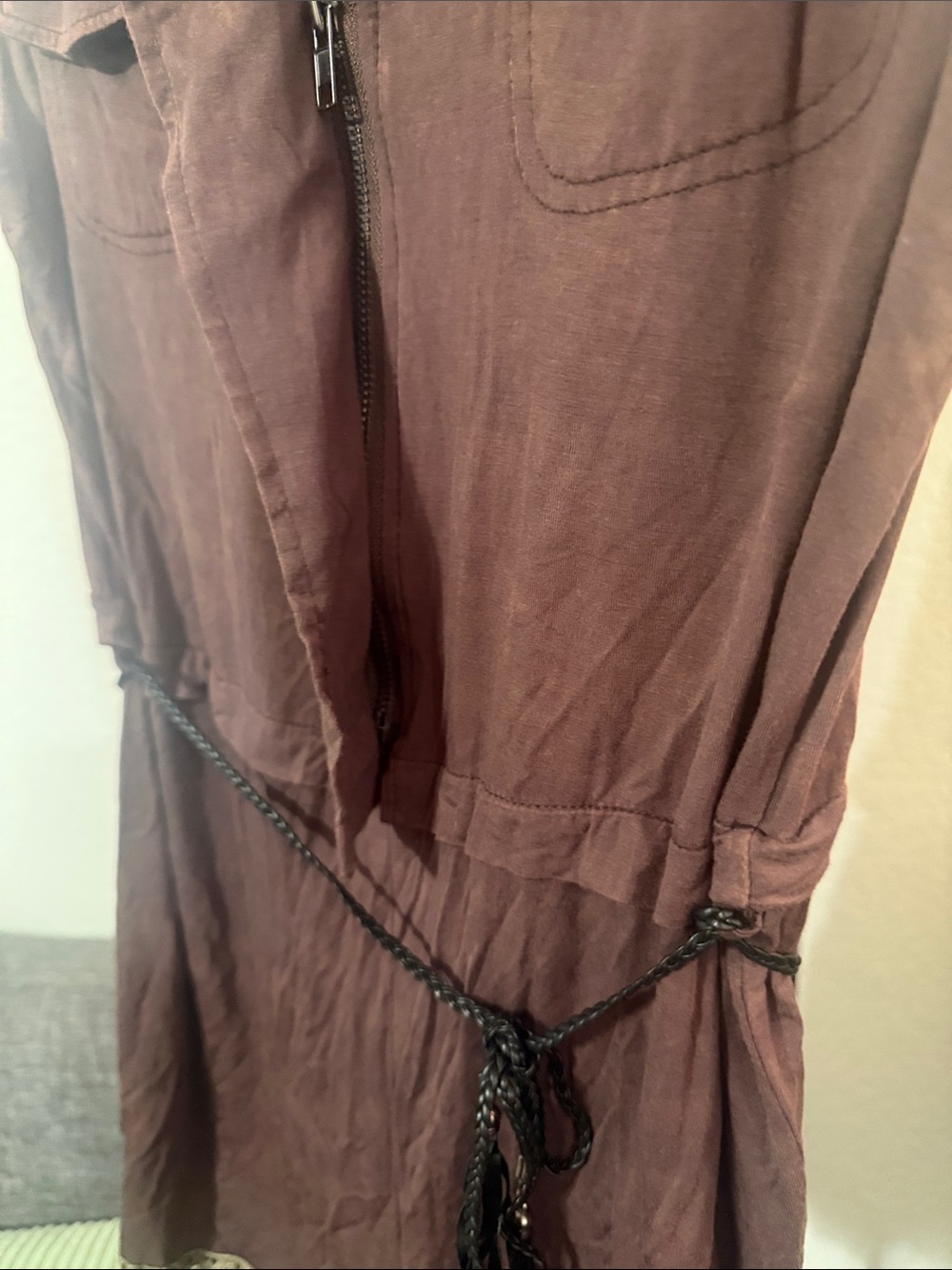 POL brown sleeveless romper with flap pockets #036 - Picture 5 of 7